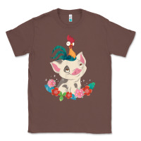 Chestnut Moana HeiHei Rooster Pua Flowers Graphic Classic Tee - PixelWave