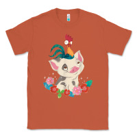 Copper Moana HeiHei Rooster Pua Flowers Graphic Classic Tee - PixelWave