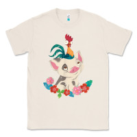 Natural Moana HeiHei Rooster Pua Flowers Graphic Classic Tee - PixelWave