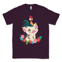 Plum Moana HeiHei Rooster Pua Flowers Graphic Classic Tee - PixelWave