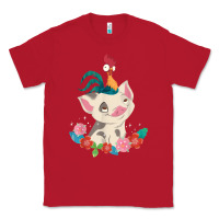 Red Moana HeiHei Rooster Pua Flowers Graphic Classic Tee - PixelWave
