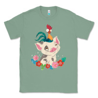 Sage Moana HeiHei Rooster Pua Flowers Graphic Classic Tee - PixelWave