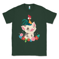 Sports Green Moana HeiHei Rooster Pua Flowers Graphic Classic Tee - PixelWave