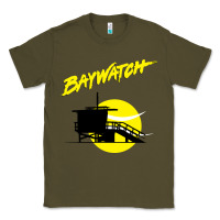 Army Green baywatch lifeguard tower sunset   baywatch Classic Tee - PixelWave