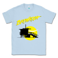 Dusty Blue baywatch lifeguard tower sunset   baywatch Classic Tee - PixelWave
