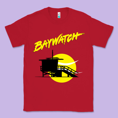 Baywatch Lifeguard Tower Sunset   Baywatch Classic Tee Designed By Pixelwave