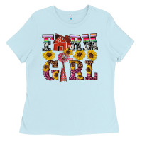 Baby Blue western farm girl Ladies Tee - Artiststas