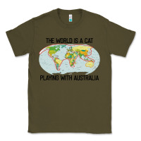 Army Green the world is a cat playing with australia 2020 shirt Classic Tee - PixelWave