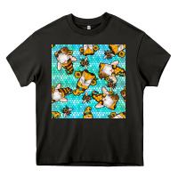 Asphalt honey bee gnomes seamless pattern Heavy Core Tee - BundleAndBundleShop