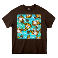 Chocolate Brown honey bee gnomes seamless pattern Heavy Core Tee - BundleAndBundleShop