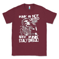Burgundy Stay Punk Stay Drunk Classic Tee - PixelWave