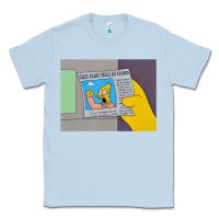 Dusty Blue The Simpsons Old Man Yells At Cloud Newspaper V1 Classic Tee - PixelWave