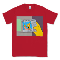 Red The Simpsons Old Man Yells At Cloud Newspaper V1 Classic Tee - PixelWave