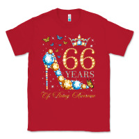Red 66th birthday 66 years of being awesome 66 years old woman Classic Tee - PixelWave