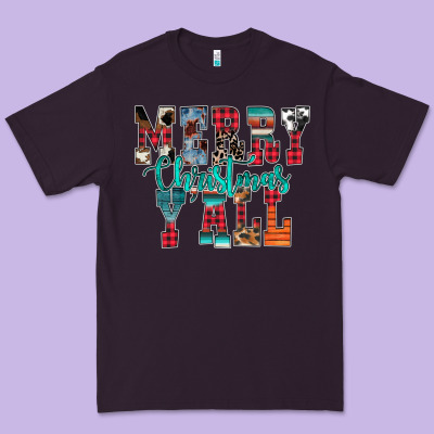 Merry Christmas Y'all Premium Tee Designed By Cowhidedigitalart