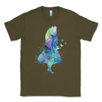 Army Green watercolor splatter alice in wonderland t shirt design Classic Tee - PixelWave