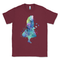 Burgundy watercolor splatter alice in wonderland t shirt design Classic Tee - PixelWave