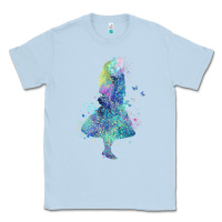 Dusty Blue watercolor splatter alice in wonderland t shirt design Classic Tee - PixelWave