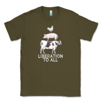 Army Green liberation to all vegan vegetarian food animal love Classic Tee - PixelWave