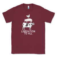 Burgundy liberation to all vegan vegetarian food animal love Classic Tee - PixelWave