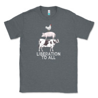 Charcoal Heather liberation to all vegan vegetarian food animal love Classic Tee - PixelWave