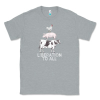 Heather Grey liberation to all vegan vegetarian food animal love Classic Tee - PixelWave