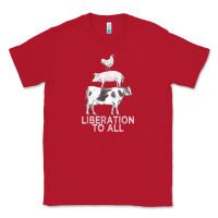 Red liberation to all vegan vegetarian food animal love Classic Tee - PixelWave