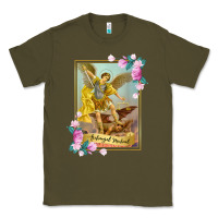 Army Green St Michael the Archangel - Protector Catholic Church Angel Classic Tee - PixelWave