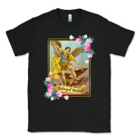 Black St Michael the Archangel - Protector Catholic Church Angel Classic Tee - PixelWave