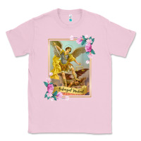 Bubblegum Pink St Michael the Archangel - Protector Catholic Church Angel Classic Tee - PixelWave