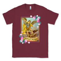 Burgundy St Michael the Archangel - Protector Catholic Church Angel Classic Tee - PixelWave