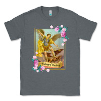 Charcoal Heather St Michael the Archangel - Protector Catholic Church Angel Classic Tee - PixelWave