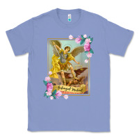 Colony Blue St Michael the Archangel - Protector Catholic Church Angel Classic Tee - PixelWave