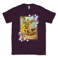 Plum St Michael the Archangel - Protector Catholic Church Angel Classic Tee - PixelWave
