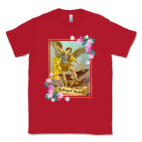 Red St Michael the Archangel - Protector Catholic Church Angel Classic Tee - PixelWave