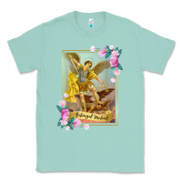 Seafoam St Michael the Archangel - Protector Catholic Church Angel Classic Tee - PixelWave