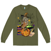 Army Green halloween owl Long Sleeve Tee - BarkalooDesign