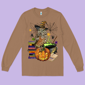 Halloween Owl Long Sleeve Tee Designed By Barkaloodesign