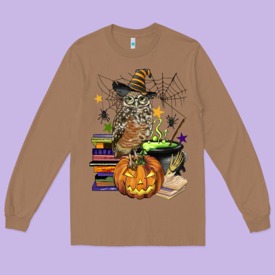Halloween Owl Long Sleeve Tee Designed By Barkaloodesign