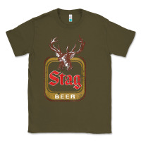 Army Green Vintage Stag Beer, distressed Classic Tee - Craftify
