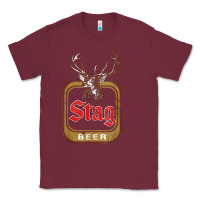 Burgundy Vintage Stag Beer, distressed Classic Tee - Craftify