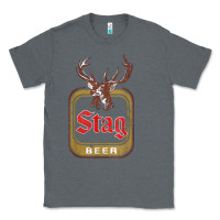 Charcoal Heather Vintage Stag Beer, distressed Classic Tee - Craftify