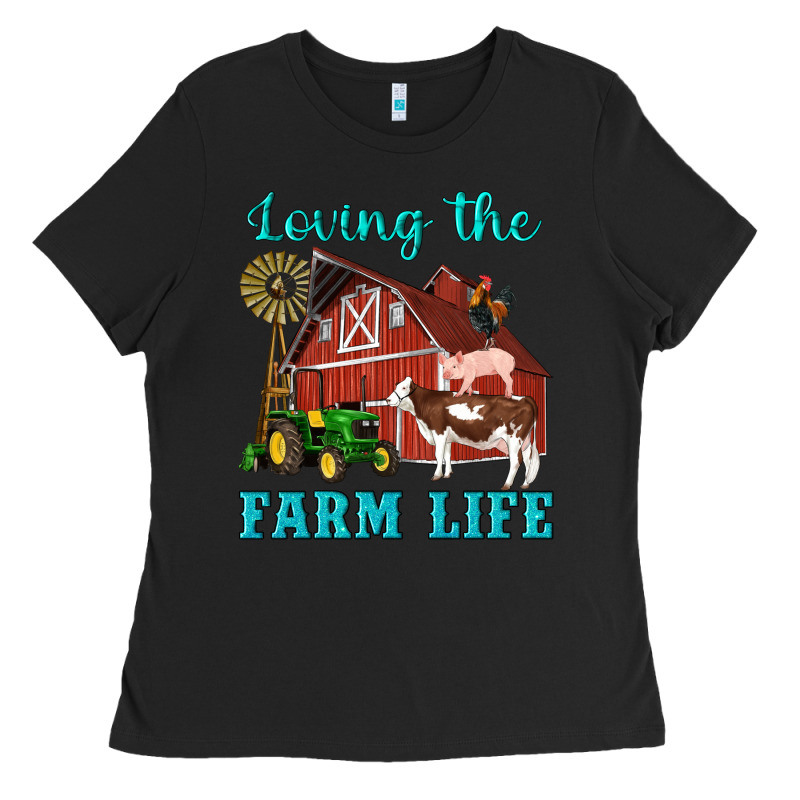 Western Loving The Farm Life Barn Cow Pig Rooster Tractor Wind Wheel Ladies Tee by Artiststas | Teevron