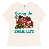 Bone western loving the farm life barn cow pig rooster tractor wind wheel Ladies Tee - Artiststas