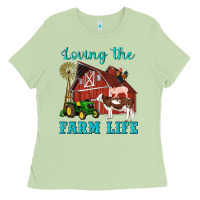 Matcha western loving the farm life barn cow pig rooster tractor wind wheel Ladies Tee - Artiststas