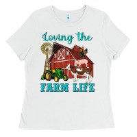 White western loving the farm life barn cow pig rooster tractor wind wheel Ladies Tee - Artiststas