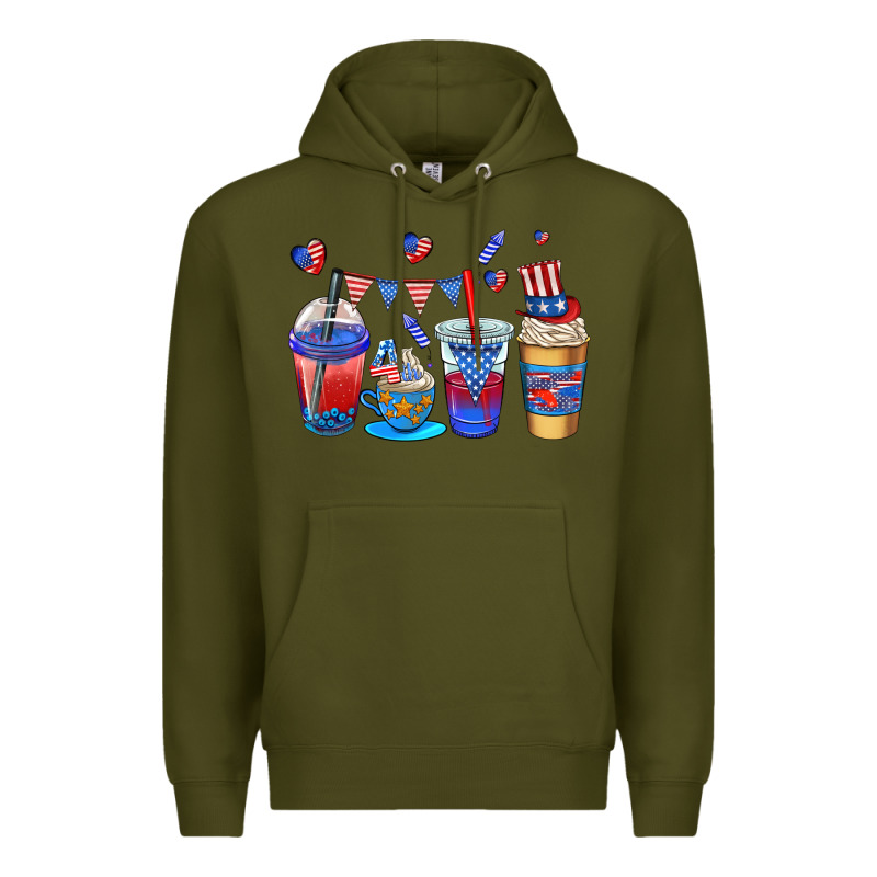 4th Of July Coffee Cups Premium Hoodie by AdoDesignShop | Teevron