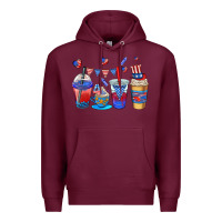 Burgundy 4th of july coffee cups Premium Hoodie - AdoDesignShop