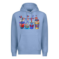Colony Blue 4th of july coffee cups Premium Hoodie - AdoDesignShop