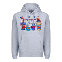 Heather Grey 4th of july coffee cups Premium Hoodie - AdoDesignShop